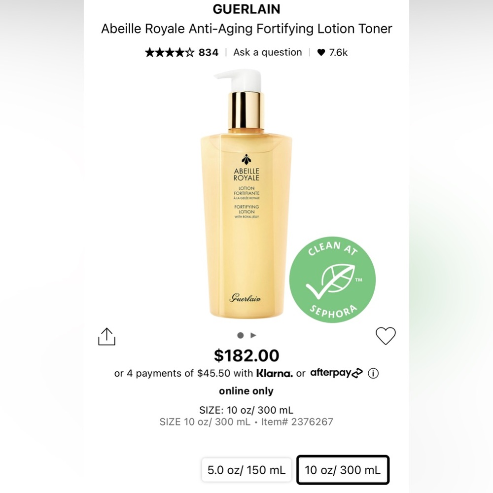 Guerlain Paris fortifying lotion with royal jelly.